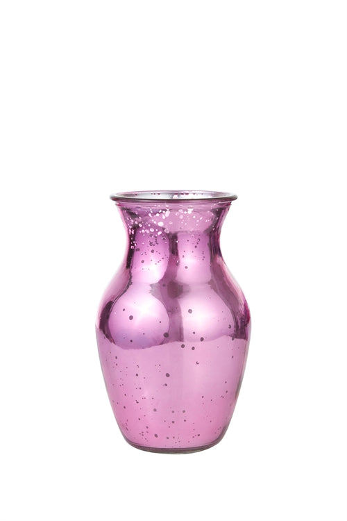 8 Inch Mercury Pink Ginger Glass Vase 5W x 8H -- 12 Per Case
