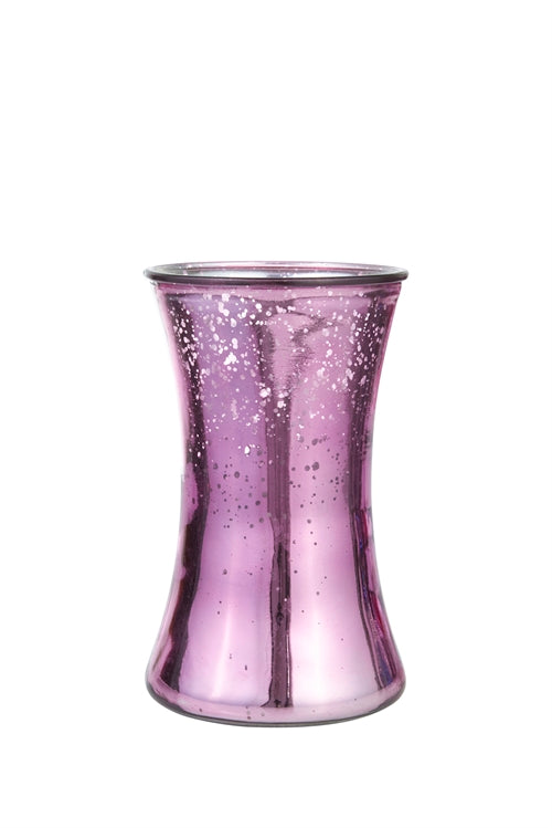 8 Inch Mercury Pink Gathering Glass Vase 5W x 8H -- 12 Per Case