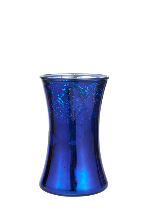 8 Inch Mercury Blue Gathering Glass Vase 5W x 8H -- 12 Per Case