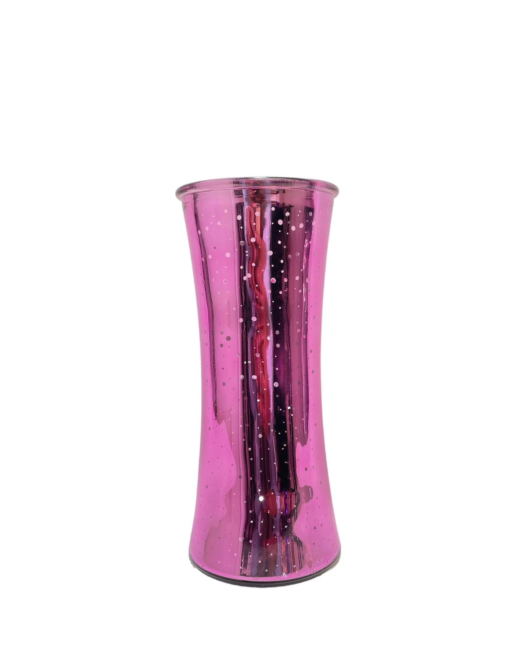 10 Inch Mercury Pink Hour Glass Vase 4W x 10H -- 12 Per Case