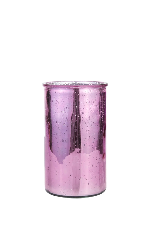 8 Inch Mercury Pink Cylinder Glass Vase 4.75W x 8H -- 12 Per Case