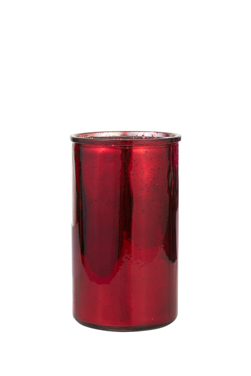 8 Inch Mercury Red Cylinder Glass Vase 4.75w x 8H -- 12 Per Case