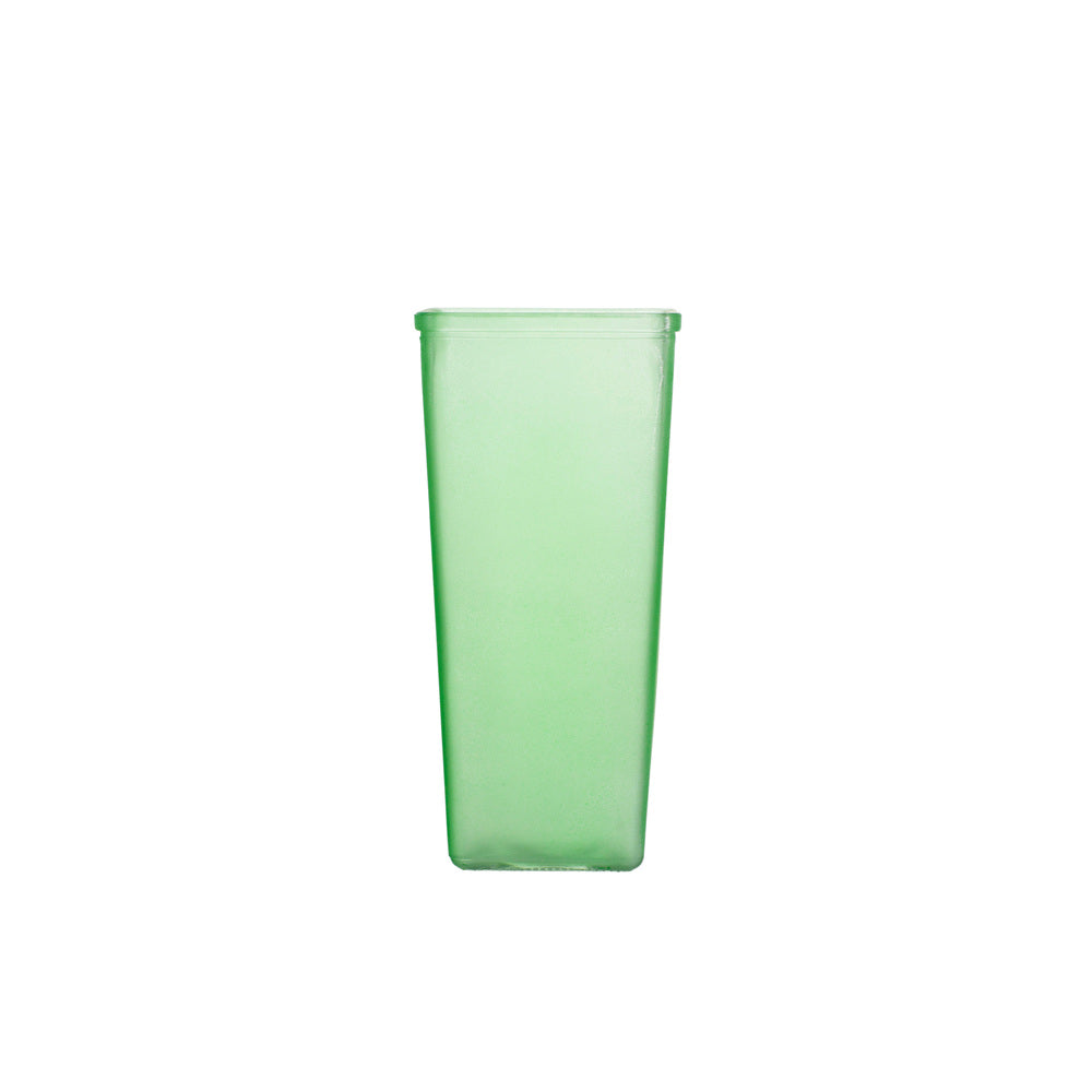 9 Inch Frosted Green Tapered Square Glass Vase 4W x 9H -- 12 Per Case