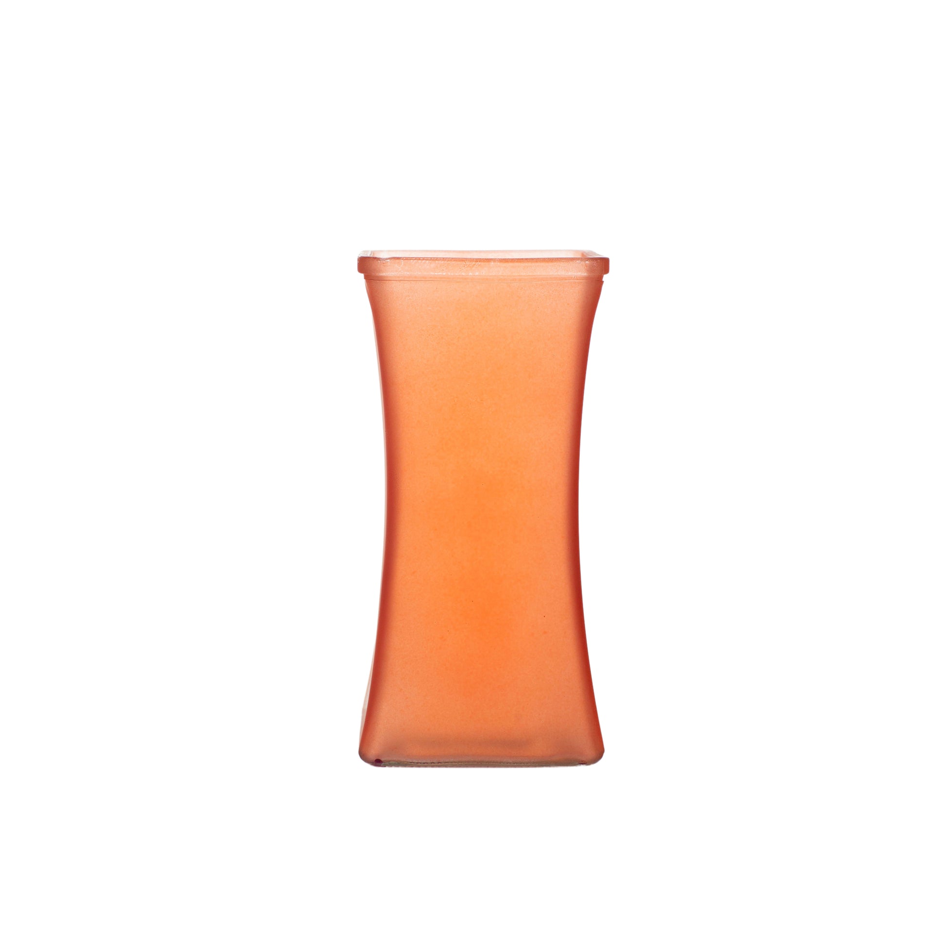 8.75 Inch Frosted Orange Flared Square Glass Vase 4W x 8.75H -- 12 Per Case