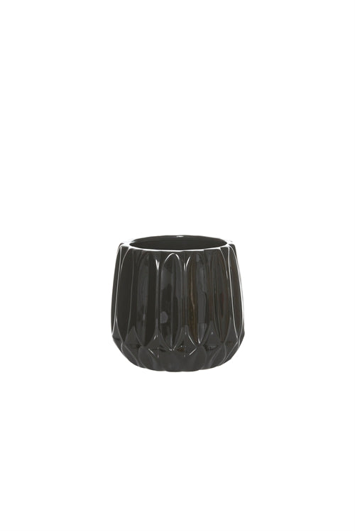 5 Inch Black Cylinder Ceramic Vase 4.5w X 5h -- 24 Per Case