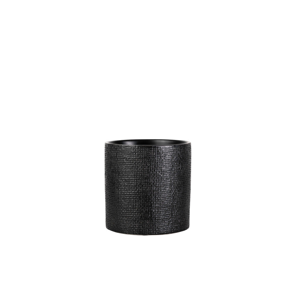 6 Inch Matte Black Cylinder Ceramic Vase 6W x 6H -- 12 Per Case