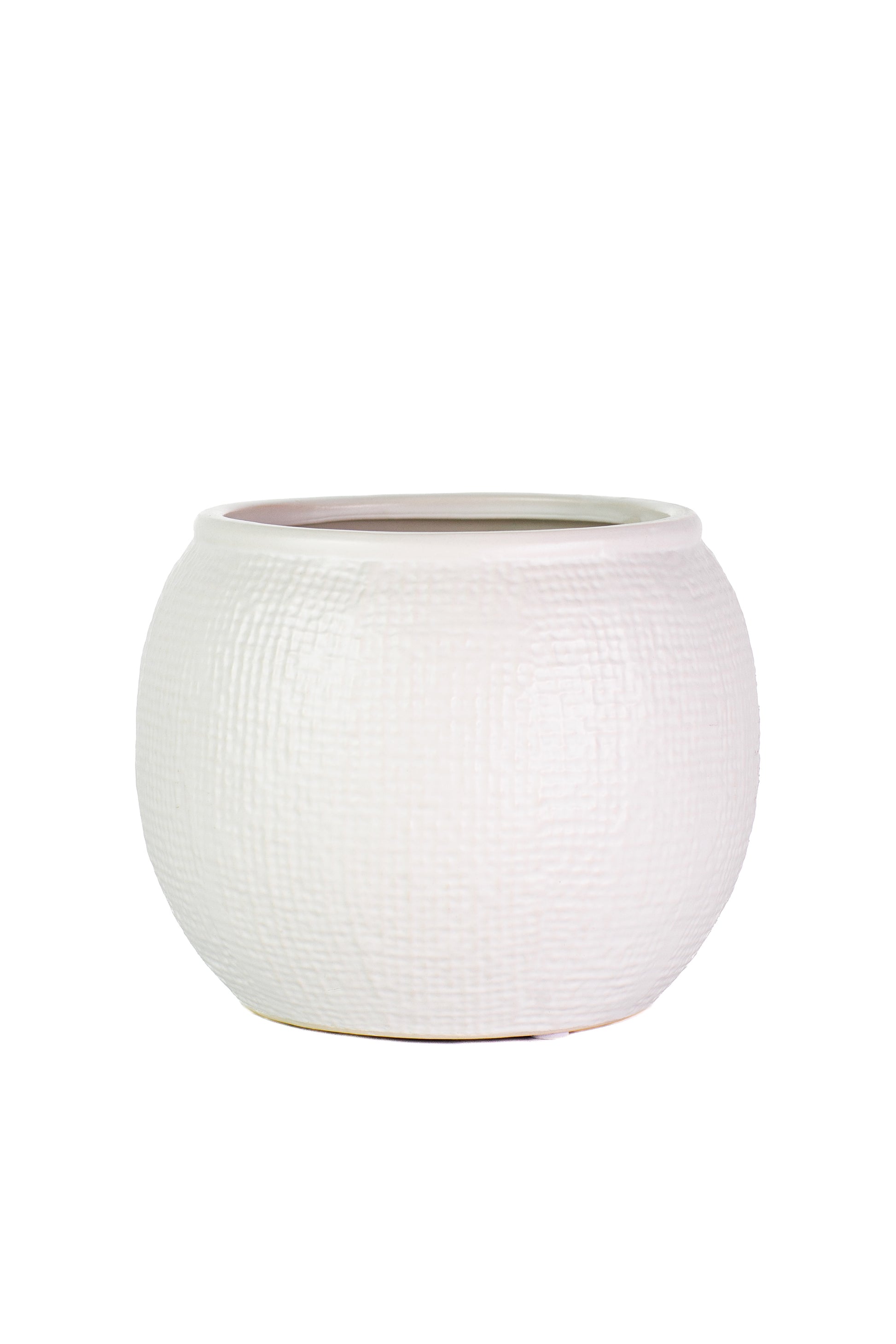 6 Inch Matte White Fishbowl Ceramic Vase 6W x 6H -- 12 Per Case