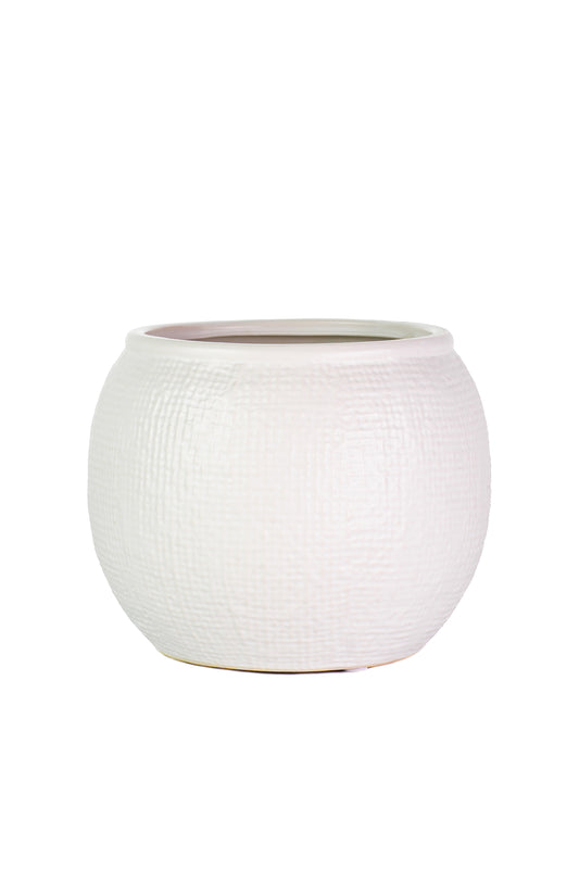 6 Inch Matte White Fishbowl Ceramic Vase 6W x 6H -- 12 Per Case