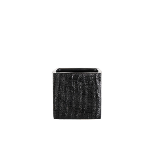 5 Inch Matte Black Square Ceramic Vase 5W x 5H -- 12 Per Case