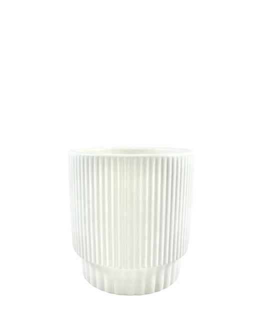 5 Inch White Cylinder Ceramic Vase 5W x 5H -- 24 Per Case