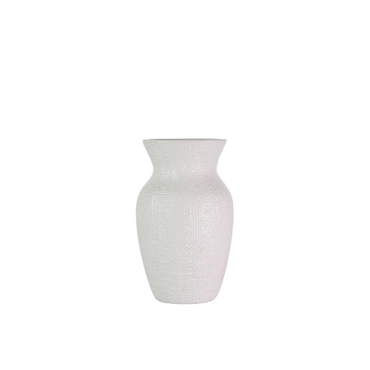 8 Inch Matte White Ginger Ceramic Vase 5W x 8H -- 12 Per Case