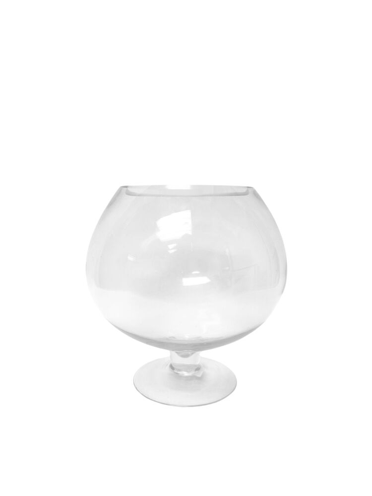 9 Inch Clear Fishbowl Pedestal Glass Vase 5.3W x 9H -- 4 Per Case