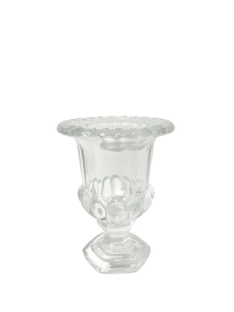 8 Inch Crystal Urn Pedestal Glass Vase 6W x 8H -- 6 Per Case