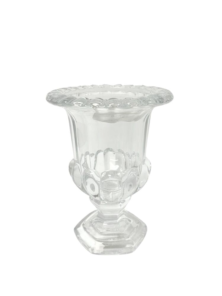 10.25 Inch Crystal Urn Pedestal Glass Vase 8W x 10.25H -- 4 Per Case