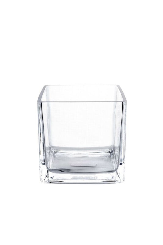 5 Inch Clear Square Glass Vase 5W x 5H -- 24 Per Case