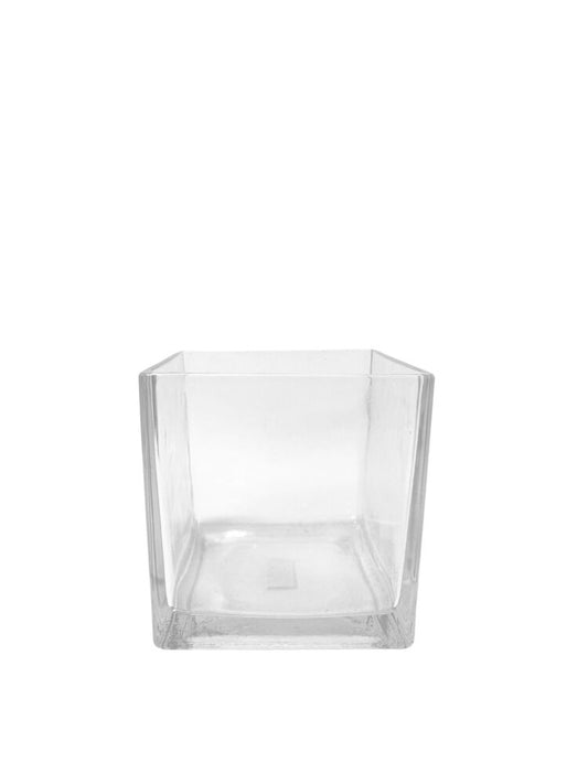 6 Inch Clear Cube Glass Vase 6W x 6H -- 12 Per Case