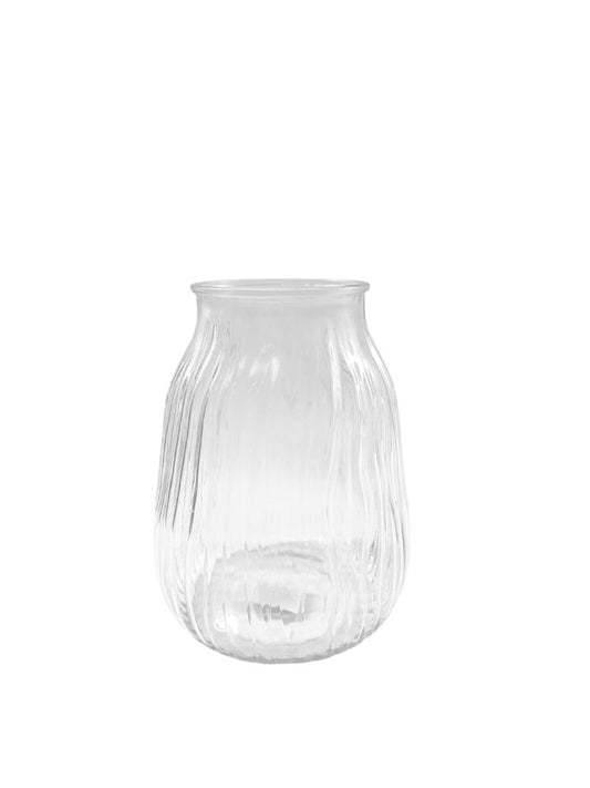 8 Inch Clear Belly Glass Vase 4W x 8H -- 12 Per Case