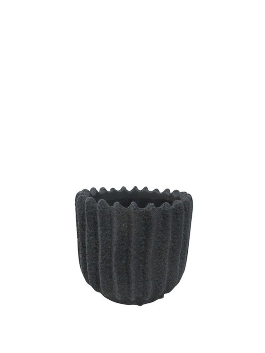 5.25 Inch Black Cylinder Cement Pot 6â€W x 5.25â€H -- 9 Per Case