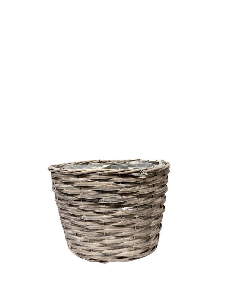 6 Inch Gray Oval Wicker/Wood Basket 8L x 5W x 6H -- 30 Per Case