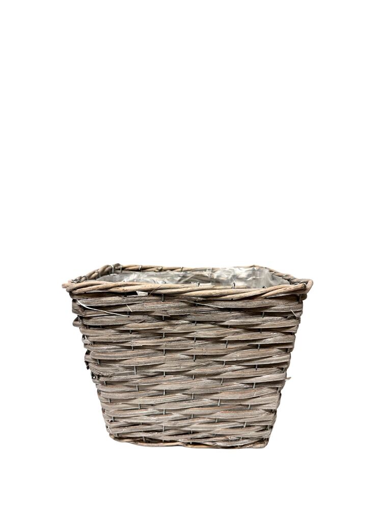 6 Inch Gray Rectangle Wicker/Wood Basket 8L x 6W x 6H -- 30 Per Case