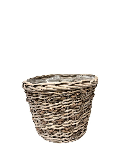 9 Inch Beige Round Wicker/Grass Basket 11W x 9H -- 12 Per Case