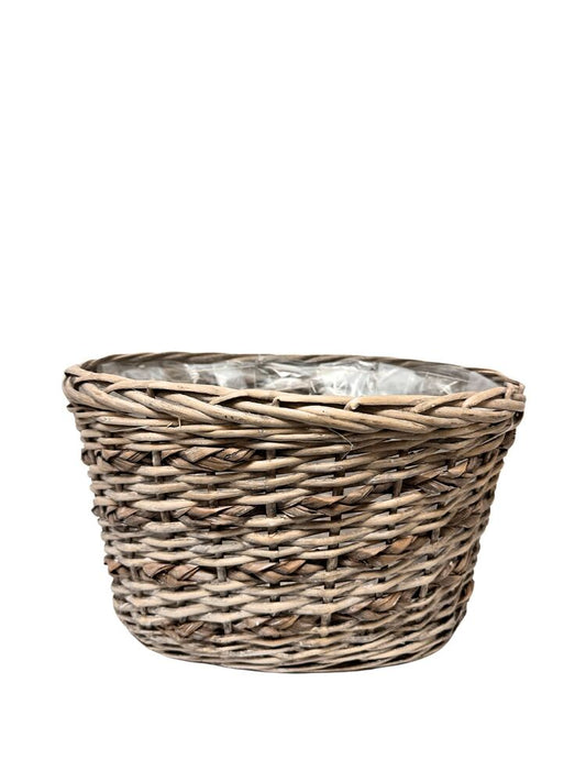 9 Inch Beige Oval Wicker/Grass Basket 13L x 11W x 9H -- 12 Per Case