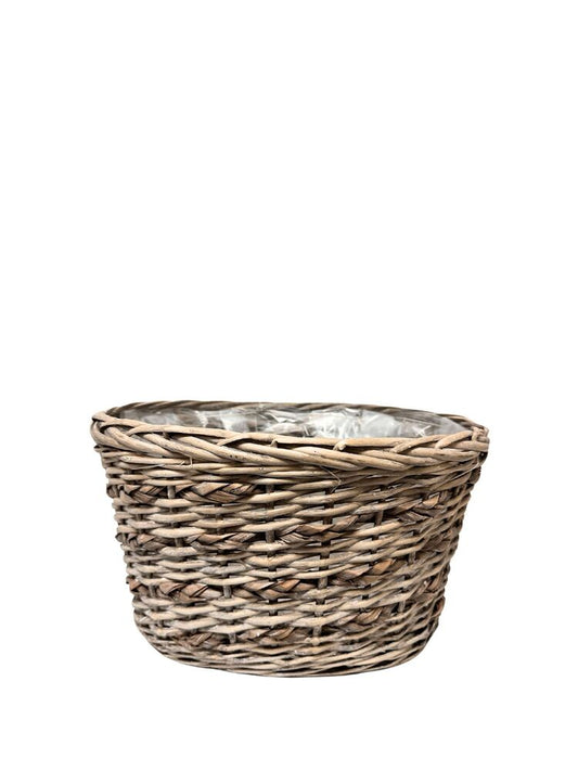 6 Inch Beige Oval Wicker/Grass Basket 10L x 8W x 6H -- 12 Per Case