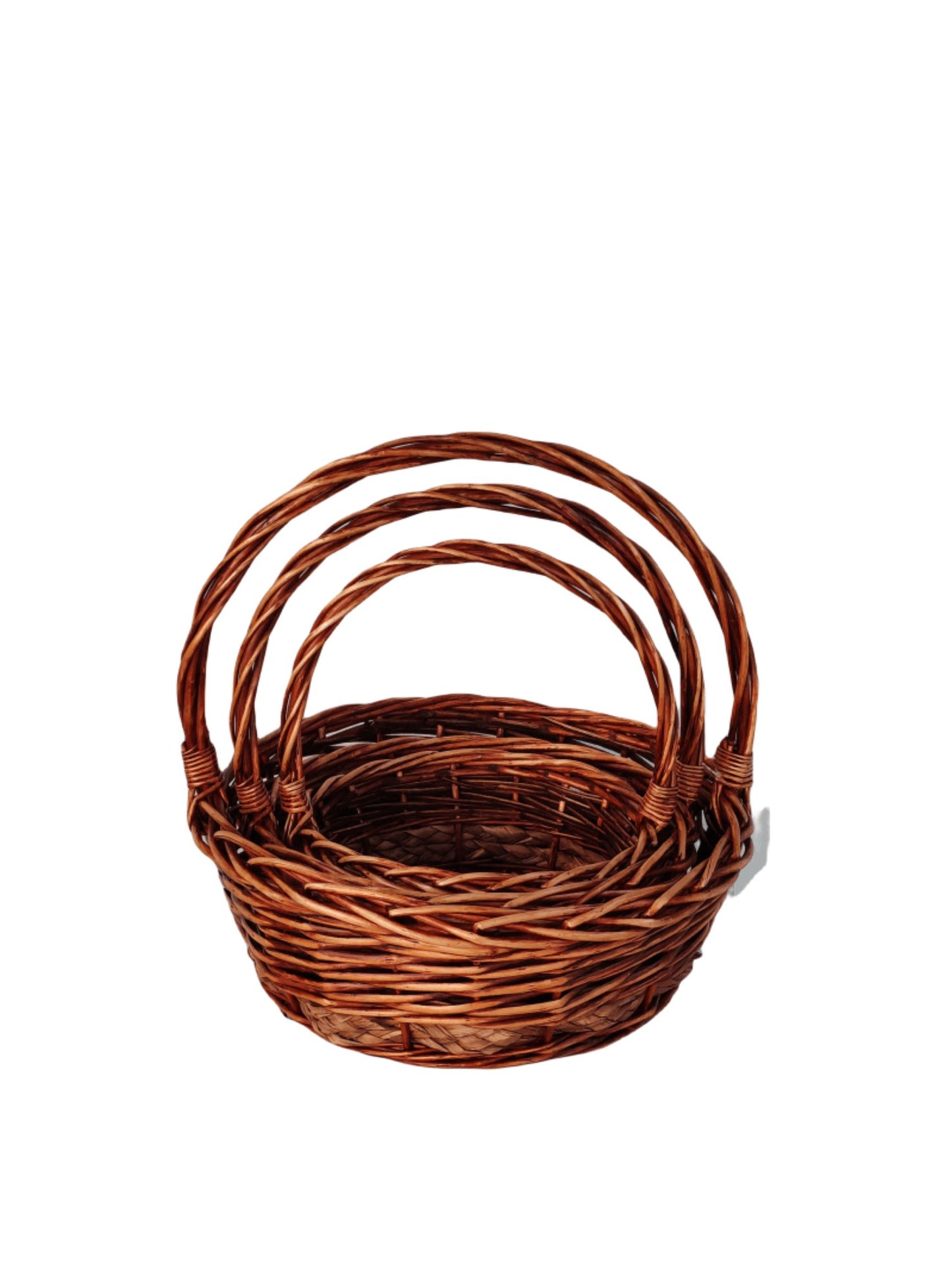 3-Piece Set Dark Brown Round Basket with Handle 15W x 6H -- 10 Per Case