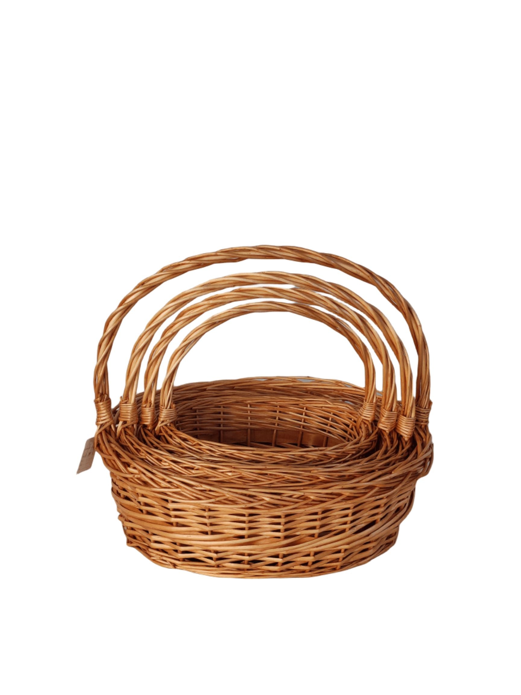 4-Piece Set Brown Oval Basket with Handle 18L x 15W x 7H -- 10 Per Case