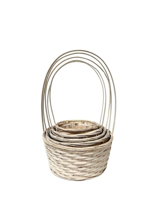 5-Piece Set White Round Basket w/ Plastic Liner 11W x 5H -- 12 Per Case