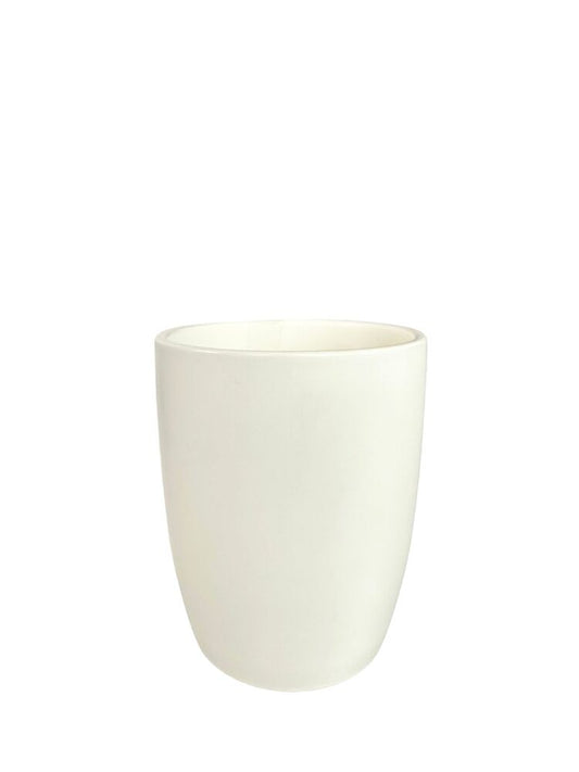 6.5 Inch White Cup Orchid Ceramic Vase 5W x 6.5H -- 24 Per Case
