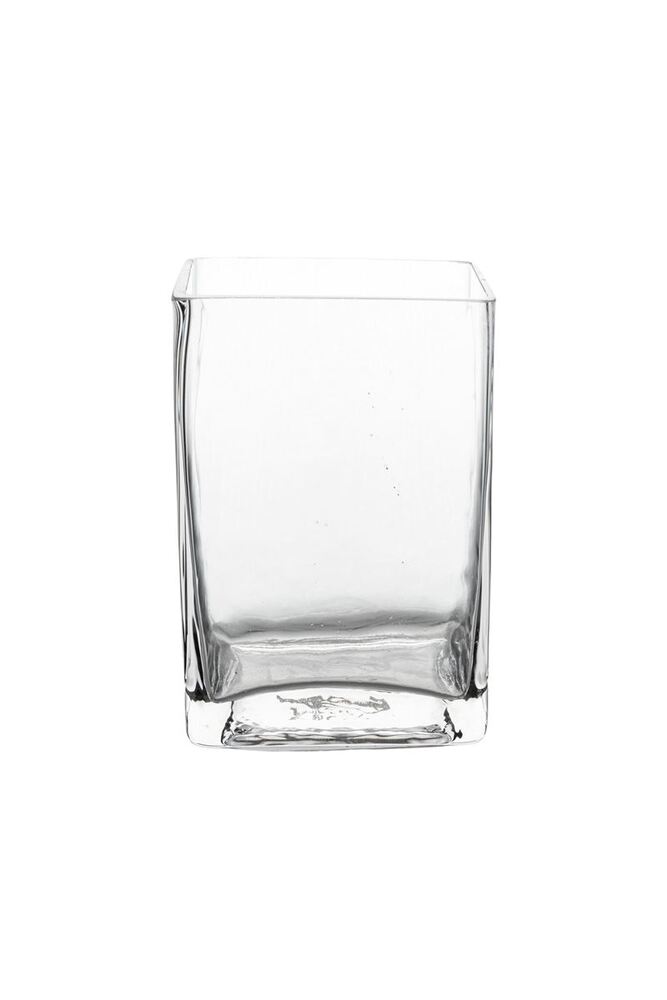 6 Inch Clear Rectangle Glass Vase 4L x 3.25W x 6H -- 12 Per Case