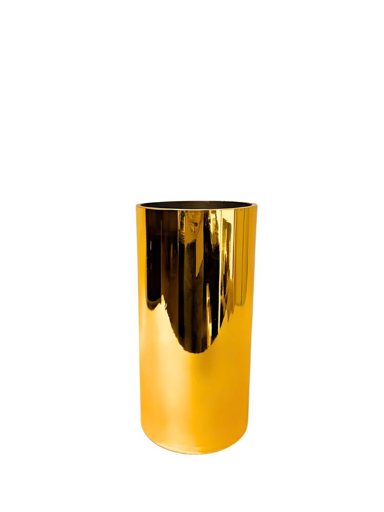 12 Inch Gold Cylinder Glass Vase 5W x 12H -- 6 Per Case