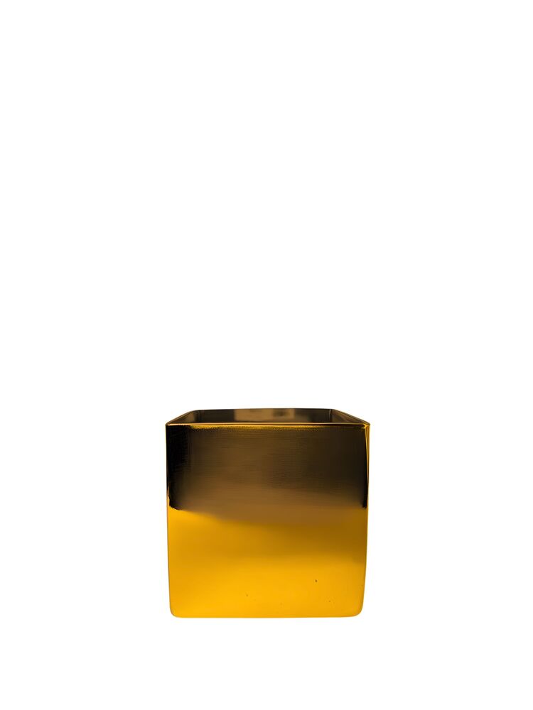 5 Inch Gold Square Glass Vase 5L x 5W x 5H -- 12 Per Case