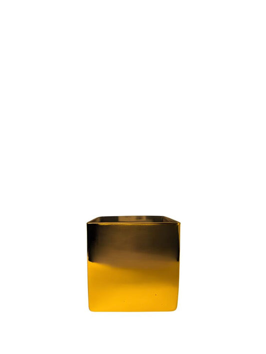 4 Inch Gold Square Glass Vase 4L x 4W x 4H -- 12 Per Case