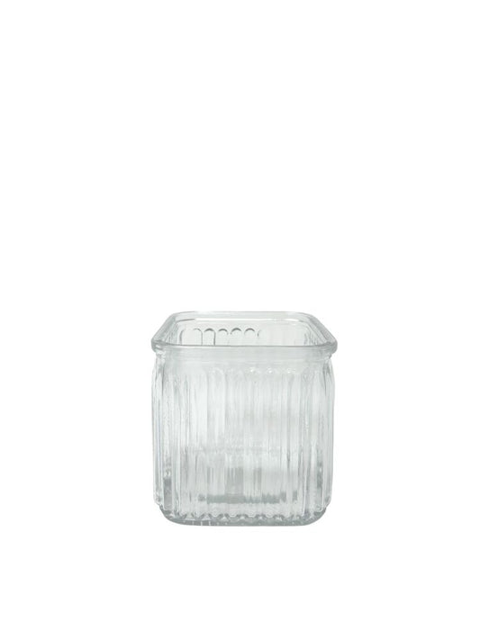 4.75 Inch Cube with Lines Glass Vase 4.75Lx 4.75W x 4.75H -- 12 Per Case