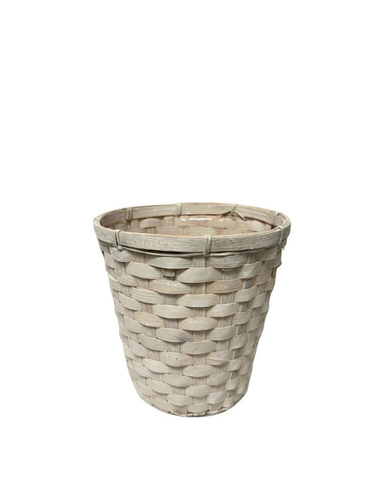 8 Inch White Bucket Basket w/ Plastic Liner 8W x 8H -- 90 Per Case