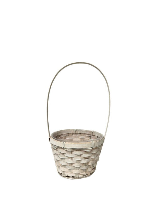 4 Inch White Round Basket w/ Plastic Liner 7W x 4H -- 96 Per Case