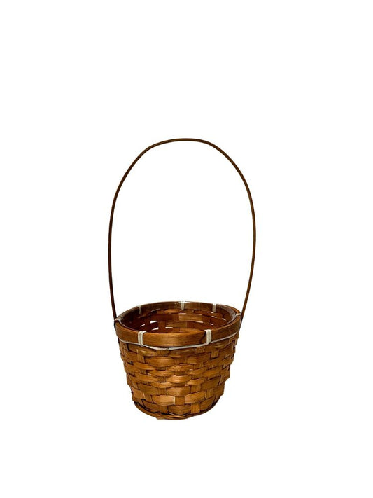 4 Inch Golden Oak Round Basket w/ Plastic Liner 7W x 4H -- 96 Per Case