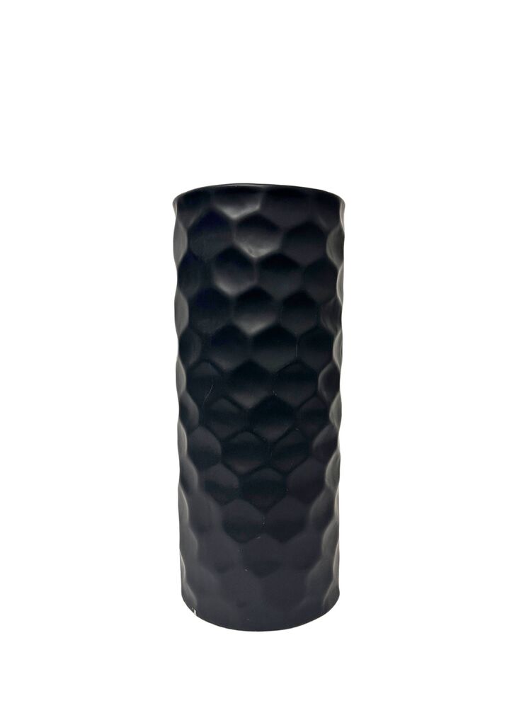 12 Inch Black Cylinder Honeycomb Ceramic Vase 5W x 12H -- 12 Per Case