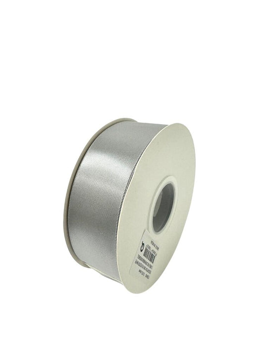 1.5 Inch Polyester Single Satin Ribbon (50 Yards) - Silver -- 9 Per Case