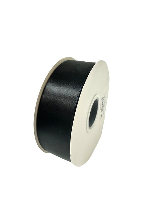 1.5 Inch Polyester Single Satin Ribbon (50 Yards) - Black -- 9 Per Case