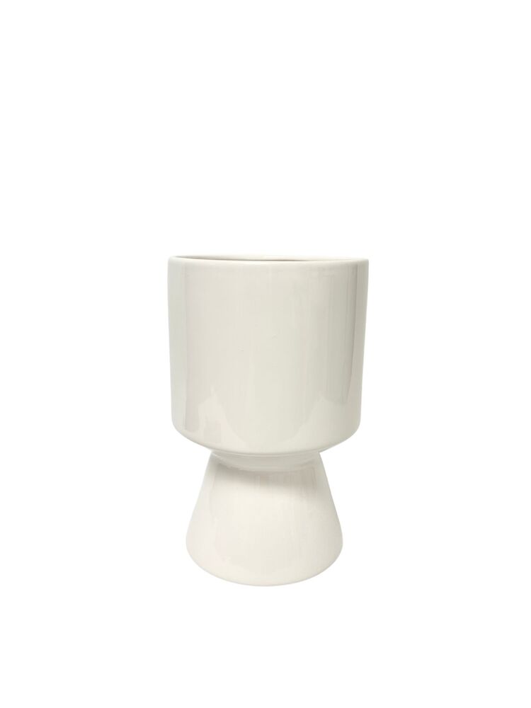 9.5 Inch White Round Flared Ceramic Pot 6L x 6W x 9.5H -- 4 Per Case