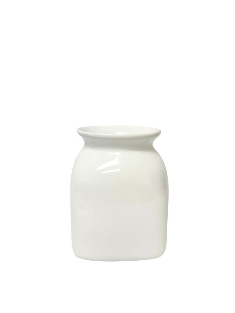 6.5 Inch White Square Ceramic Vase 4.5W x 6.5H -- 24 Per Case