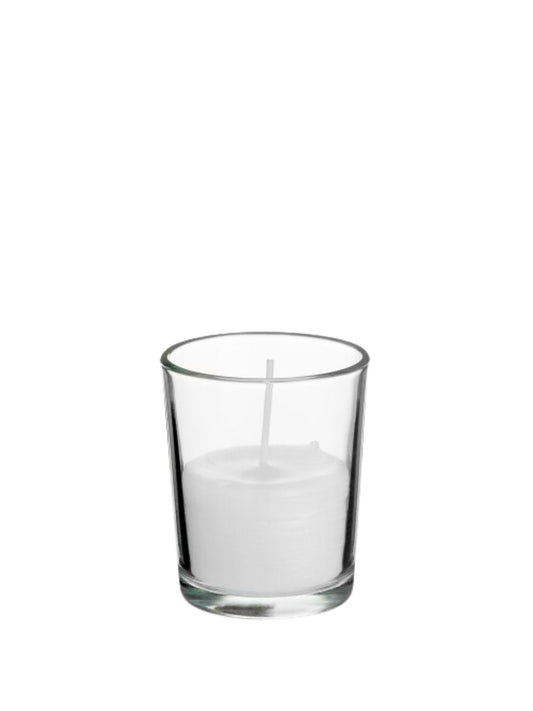 10-Hour White Votive Candle in Clear Glass Jar -- 75 Per Case