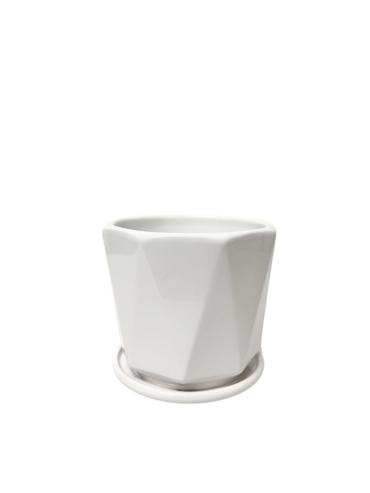 5 Inch White Round Ceramic Vase 5W x 5H -- 24 Per Case