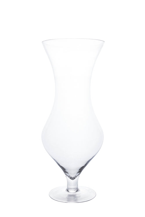 18 Inch Clear Belly Pedestal Glass Vase 7.5W x 18H -- 6 Per Case