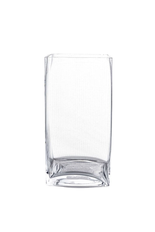 8 Inch Clear Square Glass Vase 4W x 8H -- 15 Per Case