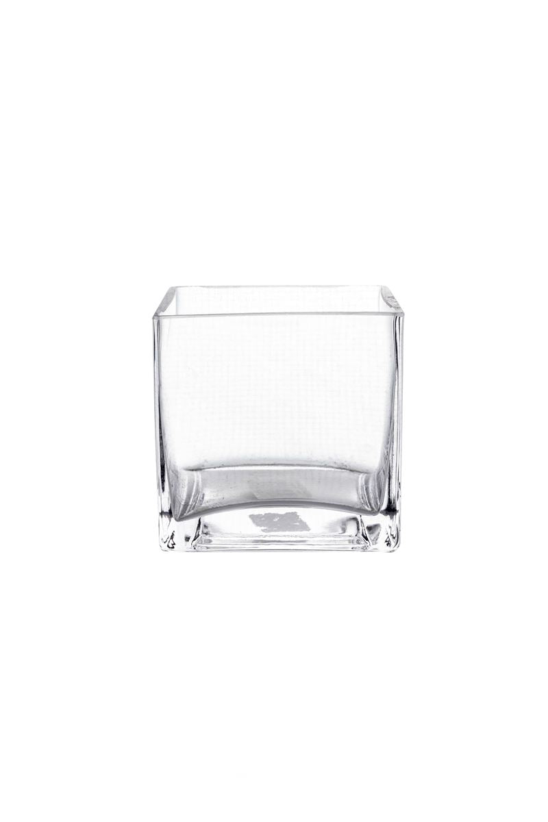 4 Inch Clear Cube Glass Vase 4W x 4H -- 24 Per Case