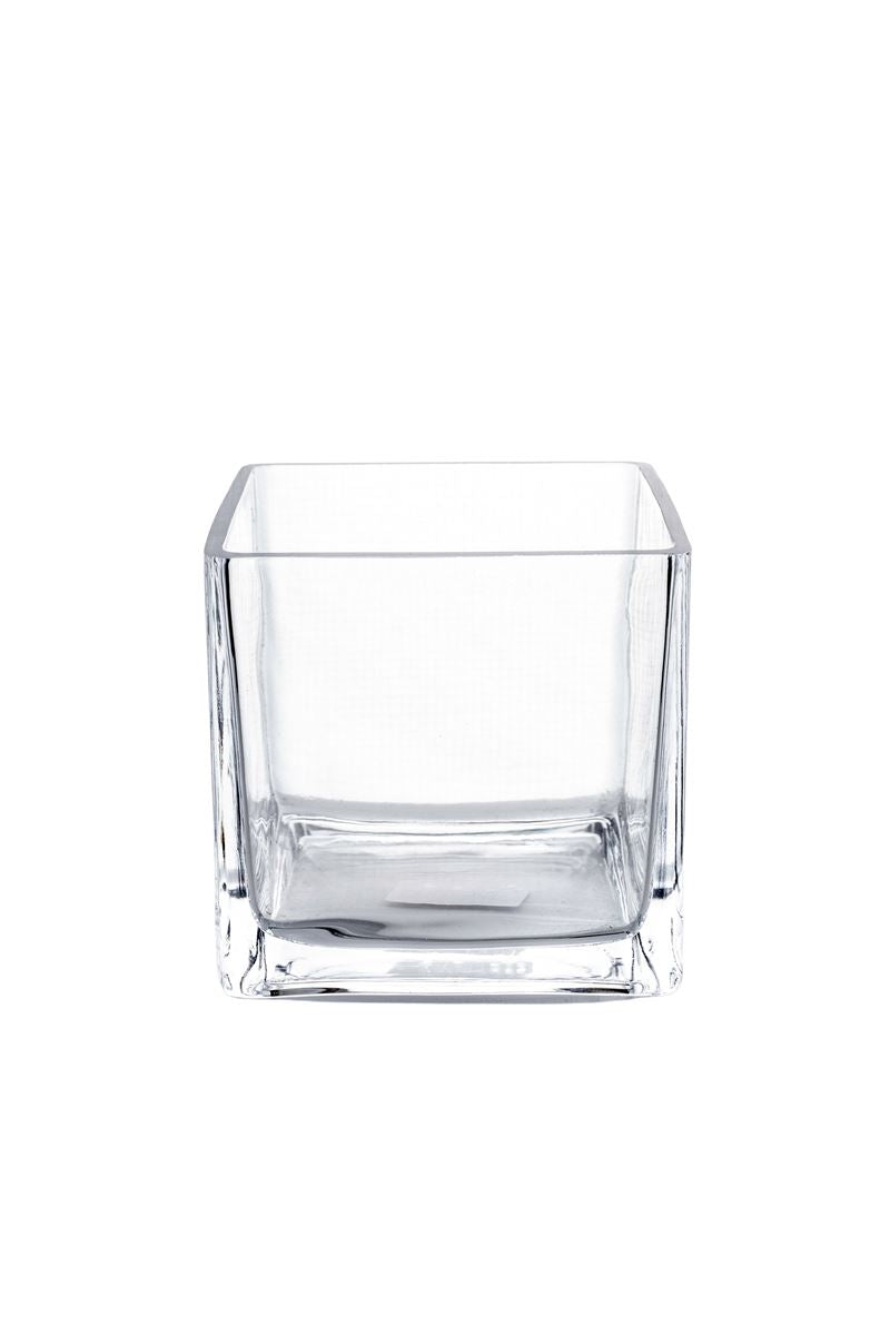 5 Inch Clear Cube Glass Vase 5W x 5H -- 12 Per Case